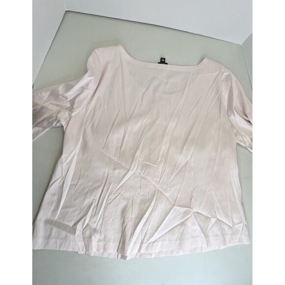 Eileen Fisher Woman Textured Silk Blouse Tunic Button Up Size 1X Pink Side Slit - Picture 14 of 14